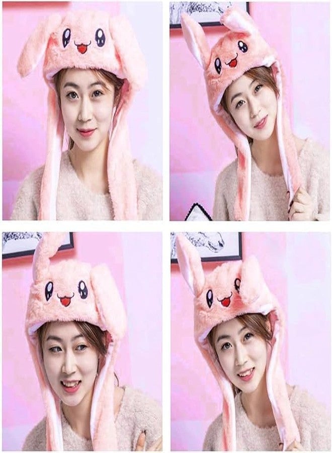 VALUEVIBES Unisex Plush Rabbit Hat with Moving Ears | Cute Bunny Cap for Kids & Adults | Soft Animal Hat for Parties, Cosplay & Fun Wear (Pack of 2) (PINK) - Image 4